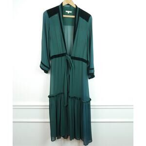 NFC Sheer Robe Emerald Green Velvet Topper Kimono Chiffon XS S Whimsigoth Witchy
